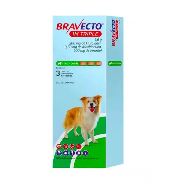 Bravecto 1M Triple de 10 a 20 kg para perros