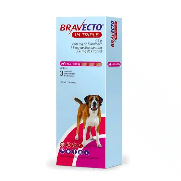 Bravecto 1M Triple de 40 a 60 kg para perros